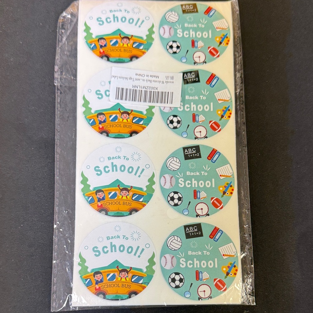 Back to School Stickers 16 sheets of 8 stickers 2 designs total 128 stickers